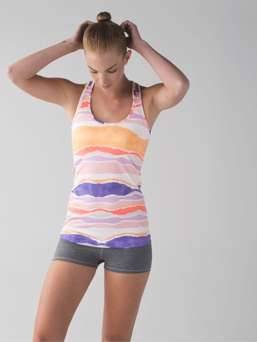 Lululemon Women's Cool Racerback Tank, Bleacher Stripe White Iris Flower, 4 NWT
